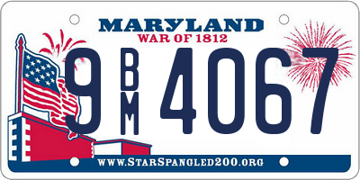 MD license plate 9BM4067