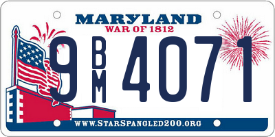 MD license plate 9BM4071