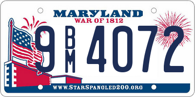 MD license plate 9BM4072