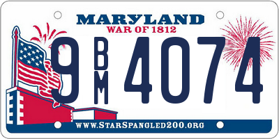 MD license plate 9BM4074