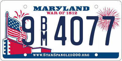 MD license plate 9BM4077