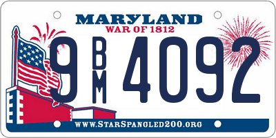 MD license plate 9BM4092