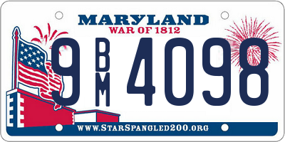 MD license plate 9BM4098