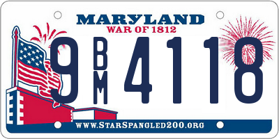 MD license plate 9BM4118