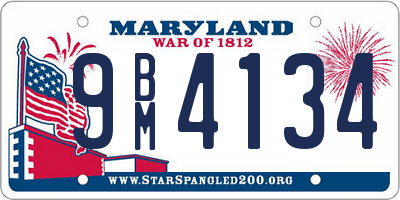 MD license plate 9BM4134