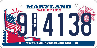 MD license plate 9BM4138