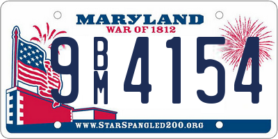 MD license plate 9BM4154