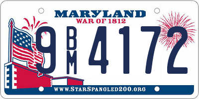 MD license plate 9BM4172