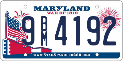 MD license plate 9BM4192