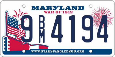 MD license plate 9BM4194