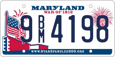 MD license plate 9BM4198