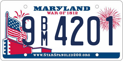 MD license plate 9BM4201