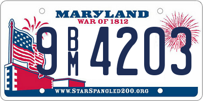 MD license plate 9BM4203