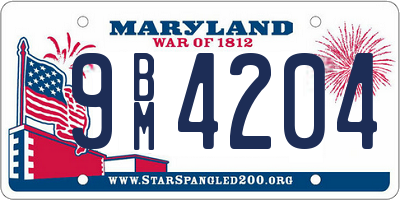 MD license plate 9BM4204