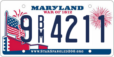 MD license plate 9BM4211