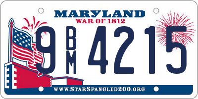 MD license plate 9BM4215