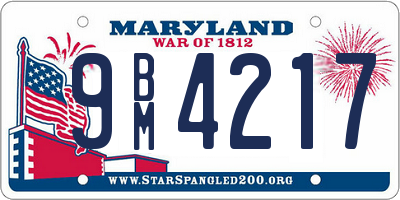 MD license plate 9BM4217