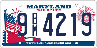 MD license plate 9BM4219