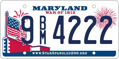 MD license plate 9BM4222