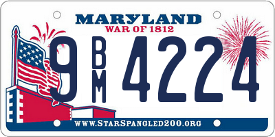 MD license plate 9BM4224