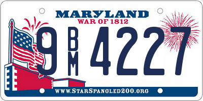 MD license plate 9BM4227