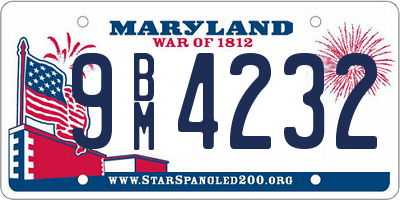 MD license plate 9BM4232