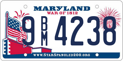 MD license plate 9BM4238