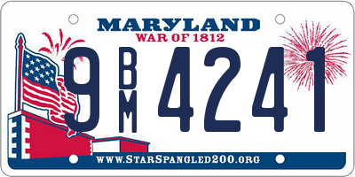 MD license plate 9BM4241