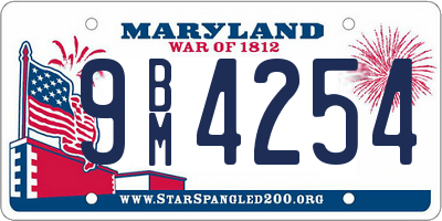 MD license plate 9BM4254