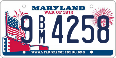 MD license plate 9BM4258