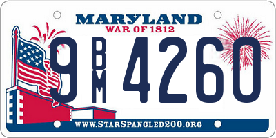 MD license plate 9BM4260