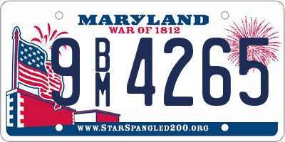 MD license plate 9BM4265