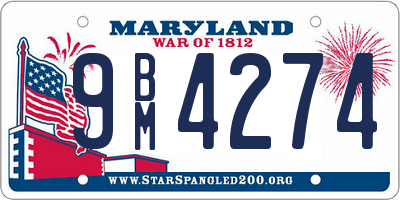 MD license plate 9BM4274