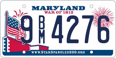 MD license plate 9BM4276