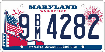 MD license plate 9BM4282