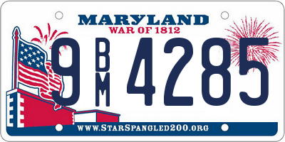 MD license plate 9BM4285