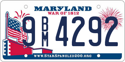 MD license plate 9BM4292