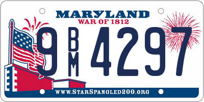 MD license plate 9BM4297