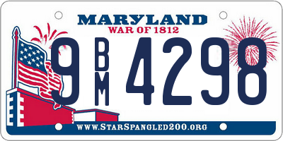 MD license plate 9BM4298
