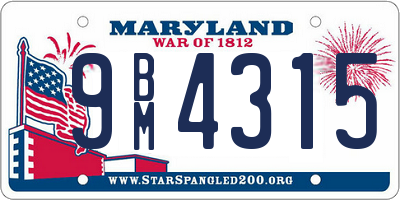 MD license plate 9BM4315