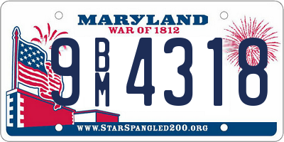 MD license plate 9BM4318