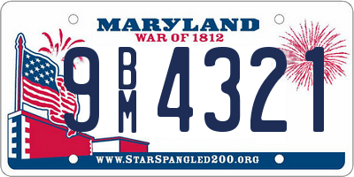 MD license plate 9BM4321