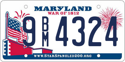 MD license plate 9BM4324