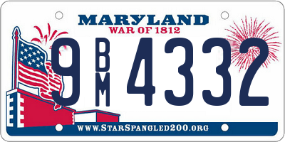 MD license plate 9BM4332