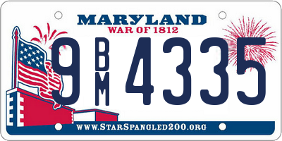 MD license plate 9BM4335