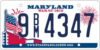 MD license plate 9BM4347