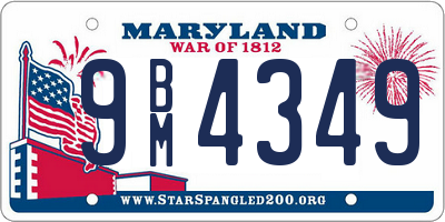 MD license plate 9BM4349