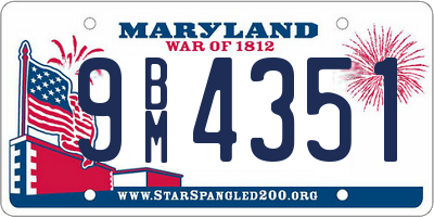 MD license plate 9BM4351