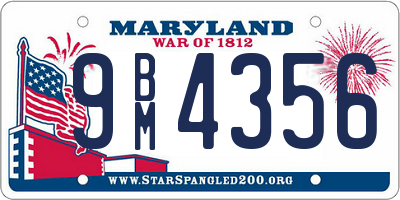 MD license plate 9BM4356