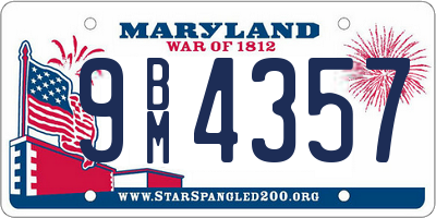 MD license plate 9BM4357